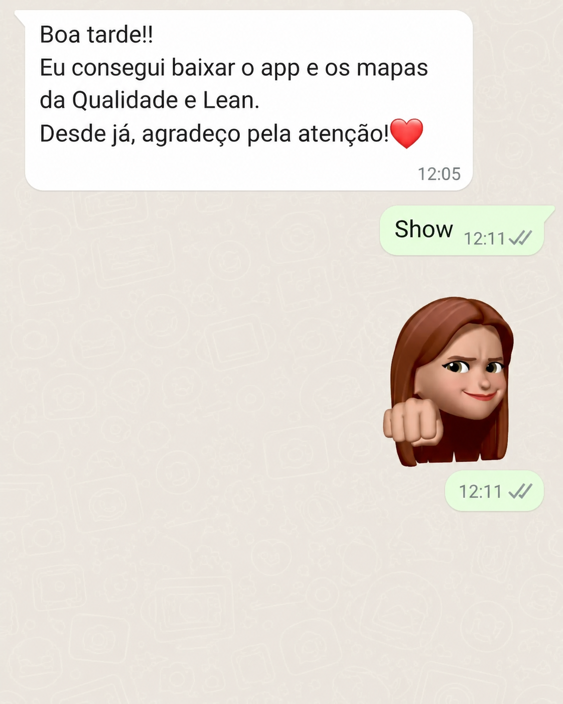 Print de WhatsApp com depoimento de cliente 2